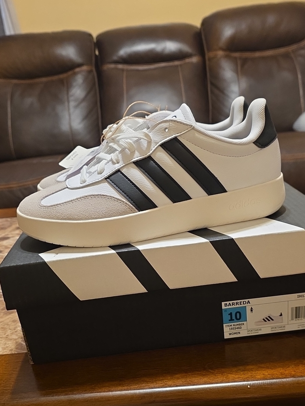 Adidas White and Black Barreda Lace-Up Sneakers - Picture 3 of 4